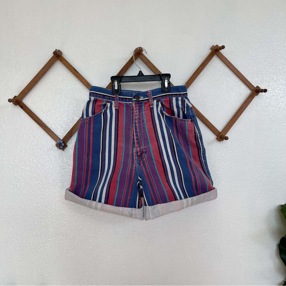 Vintage Striped Denim Shorts